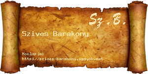 Szives Barakony névjegykártya